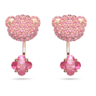 Teddy drop earrings, Pink, Rose gold-tone plated