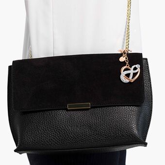 swarovski infinite bag charm  infinity and heart  white  mixed metal finish