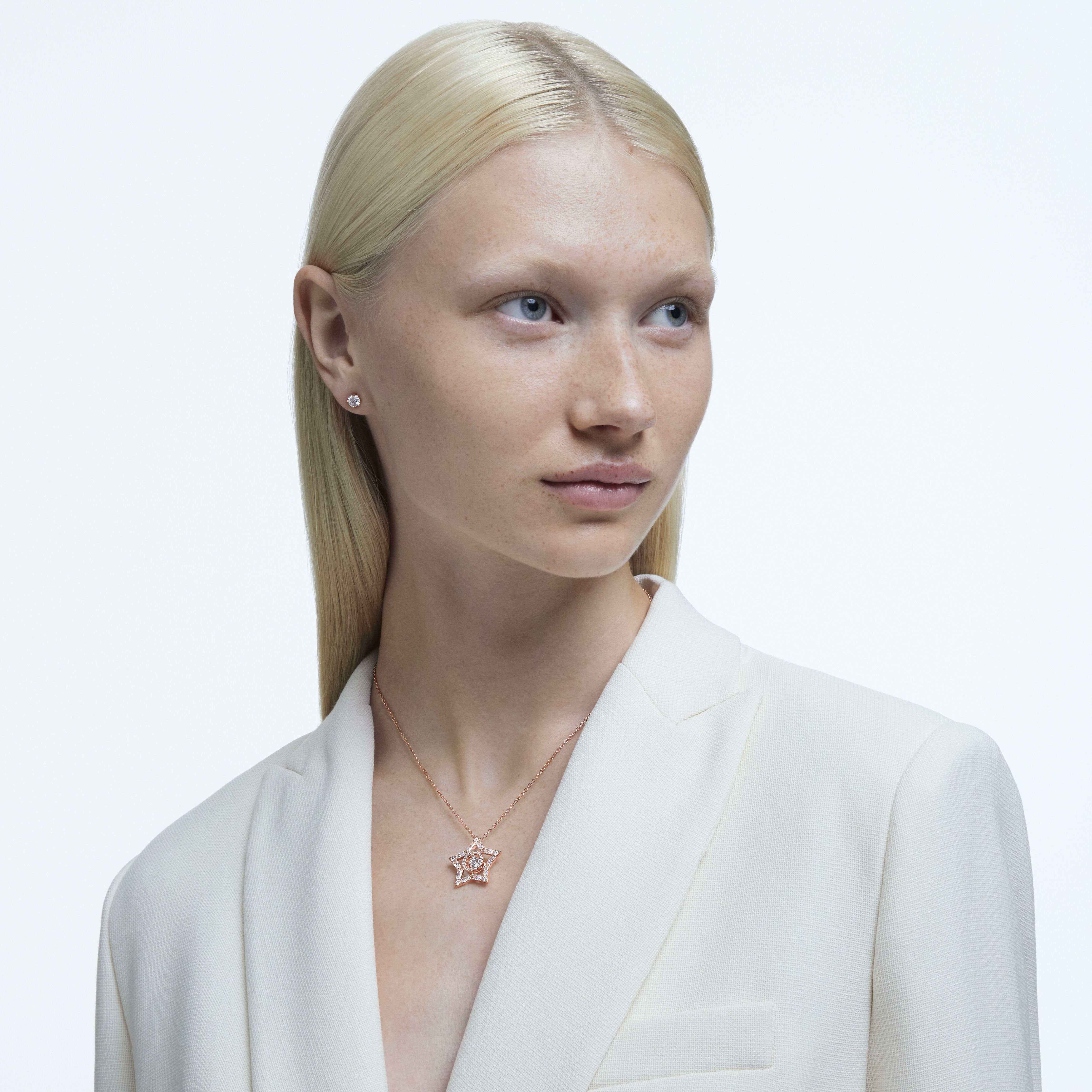 swarovski stella set  white  rose gold tone plated