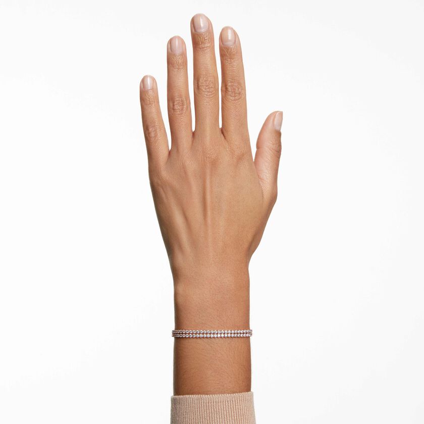 swarovski matrix tennis bracelet  round cut  white  18k rose gold finish