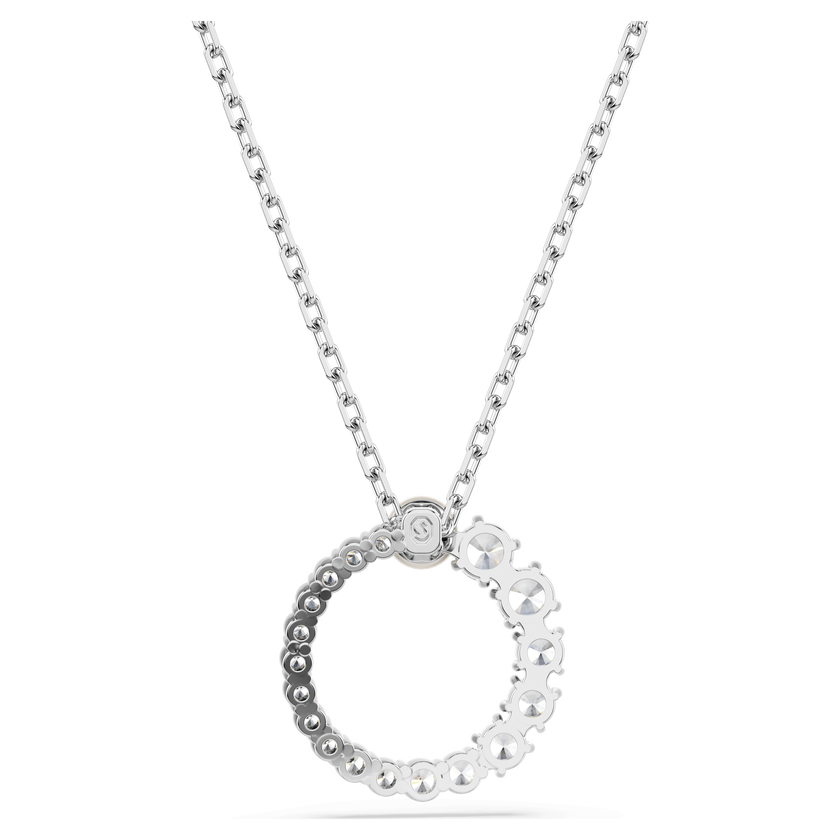 swarovski matrix pendant  crystal pearl  round cut  white  rhodium plated