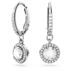 swarovski una angelic drop earrings round cut pav white rhodium plated