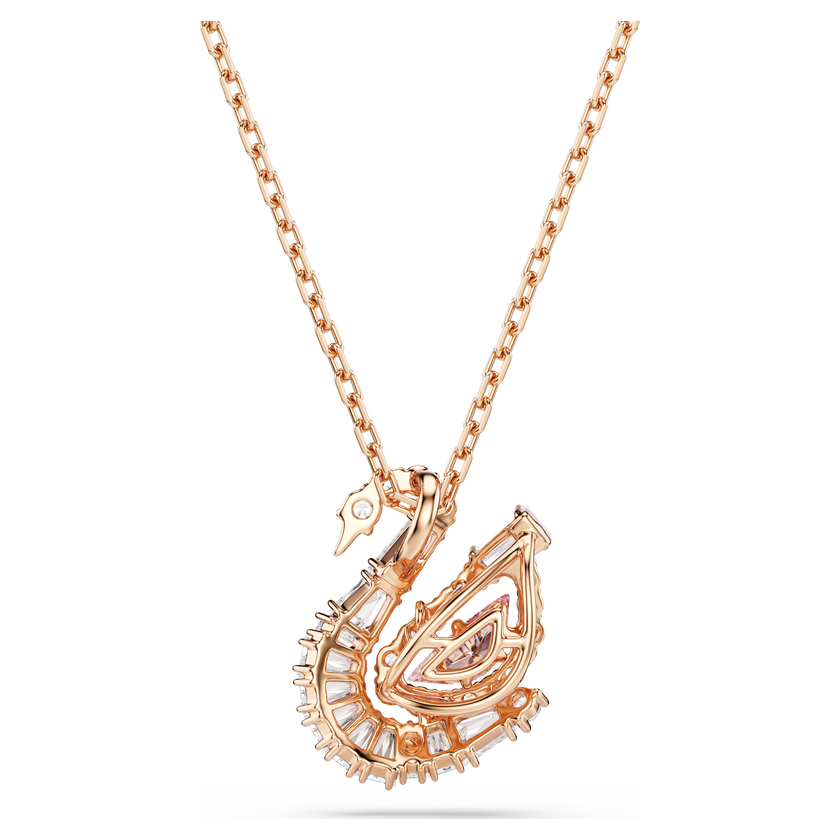 swarovski swan pendant  mixed cuts  swan  pink