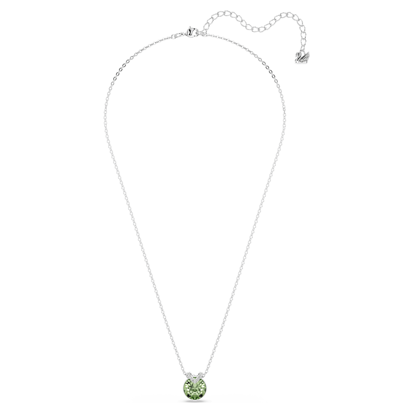 swarovski bella v pendant  round cut  green  rhodium plated