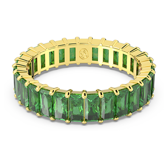 swarovski matrix ring baguette cut green gold tone plated