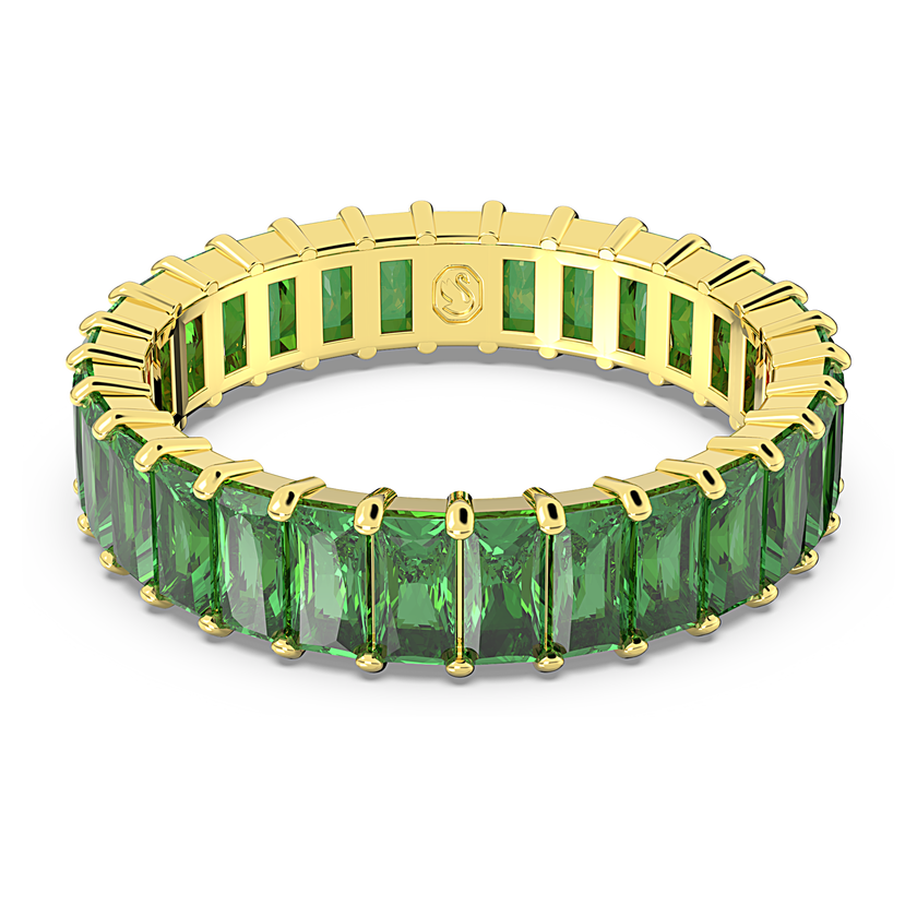 swarovski matrix ring  baguette cut  green  gold tone plated