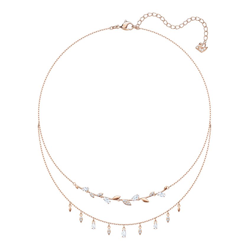 Mayfly Necklace, White, Rose-gold tone plated