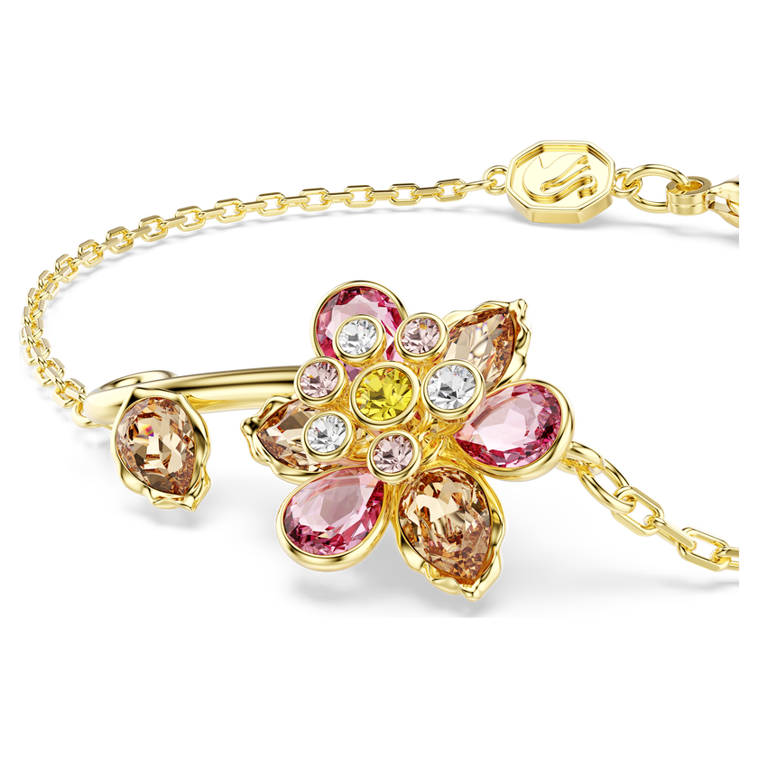 swarovski idyllia bracelet  mixed cuts  flower  multicolored  gold tone plated