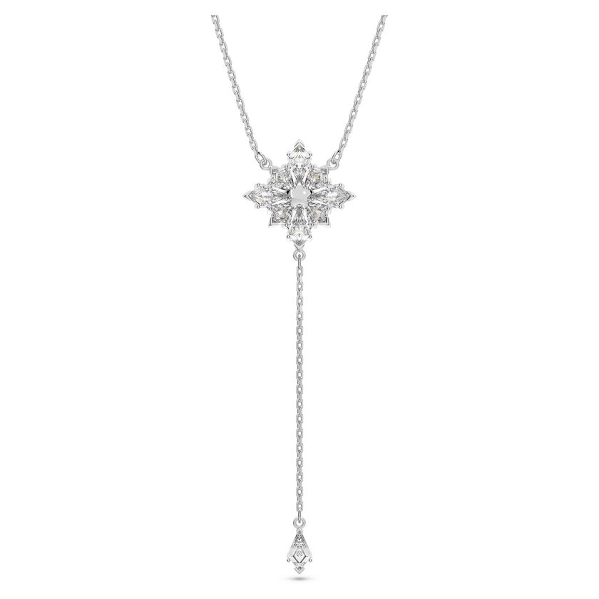 Stella Y necklace, Star, White, Rhodium plated