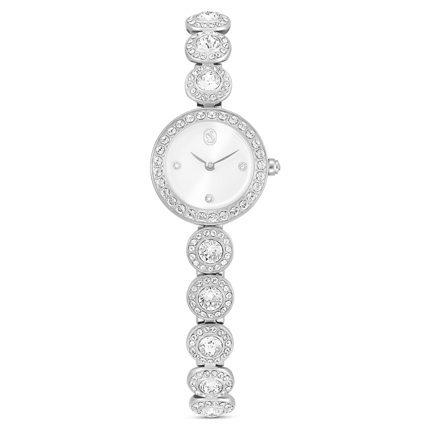 swarovski una angelic watch  crystal bracelet  silver tone  stainless steel