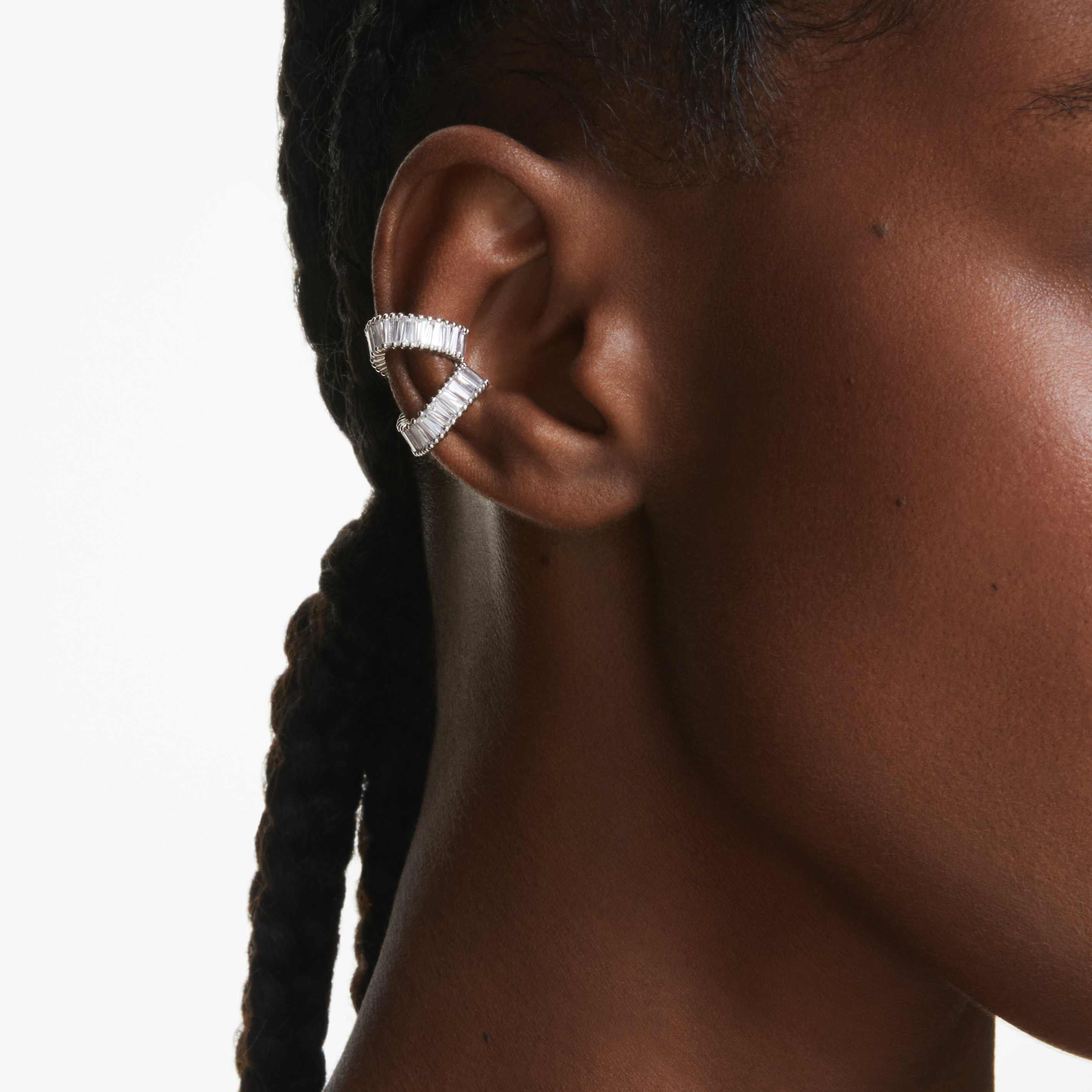 ariana grande x swarovski ear cuffs  baguette cut  white  rhodium plated