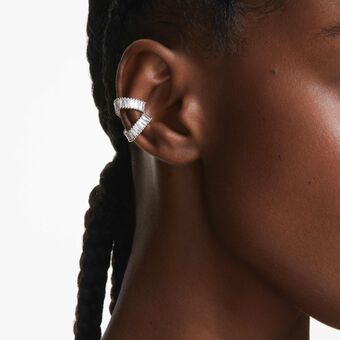 ariana grande x swarovski ear cuffs  baguette cut  white  rhodium plated