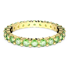 swarovski matrix ring  round cut  green  gold tone plated