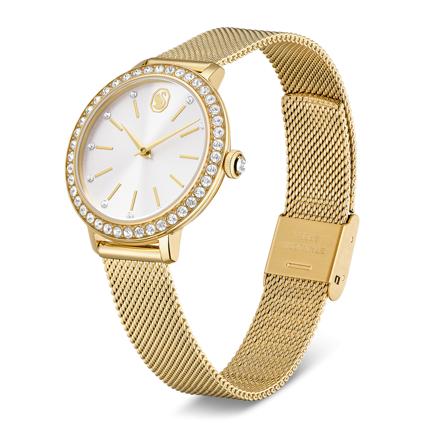 swarovski certa watch  metal bracelet  gold tone  gold tone finish