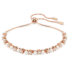 swarovski matrix tennis bracelet crystal pearl round cuts white rose gold tone plated
