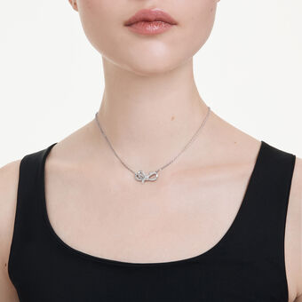 swarovski lifelong pendant  pav   bow  white  rhodium plated