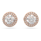 Constella stud earrings, Round cut, Pavé, White, Rose gold-tone plated