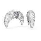 Luna stud earrings, Moon, White, Rhodium plated