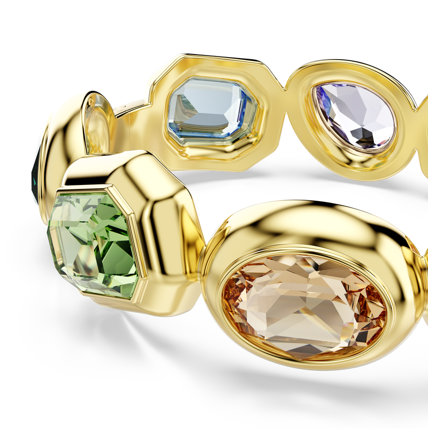 swarovski gema cuff  oversized crystals  mixed cuts  multicolored  gold tone plated
