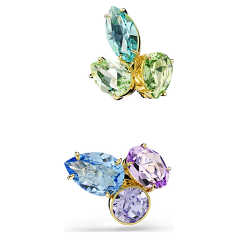 swarovski gema ear cuffs  asymmetrical design  mixed cuts  multicolored  gold tone plated