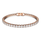 Tennis Deluxe bracelet, Round cut, White, Rose gold-tone plated