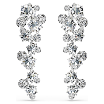 swarovski constella drop earrings  mixed cuts  white  rhodium plated