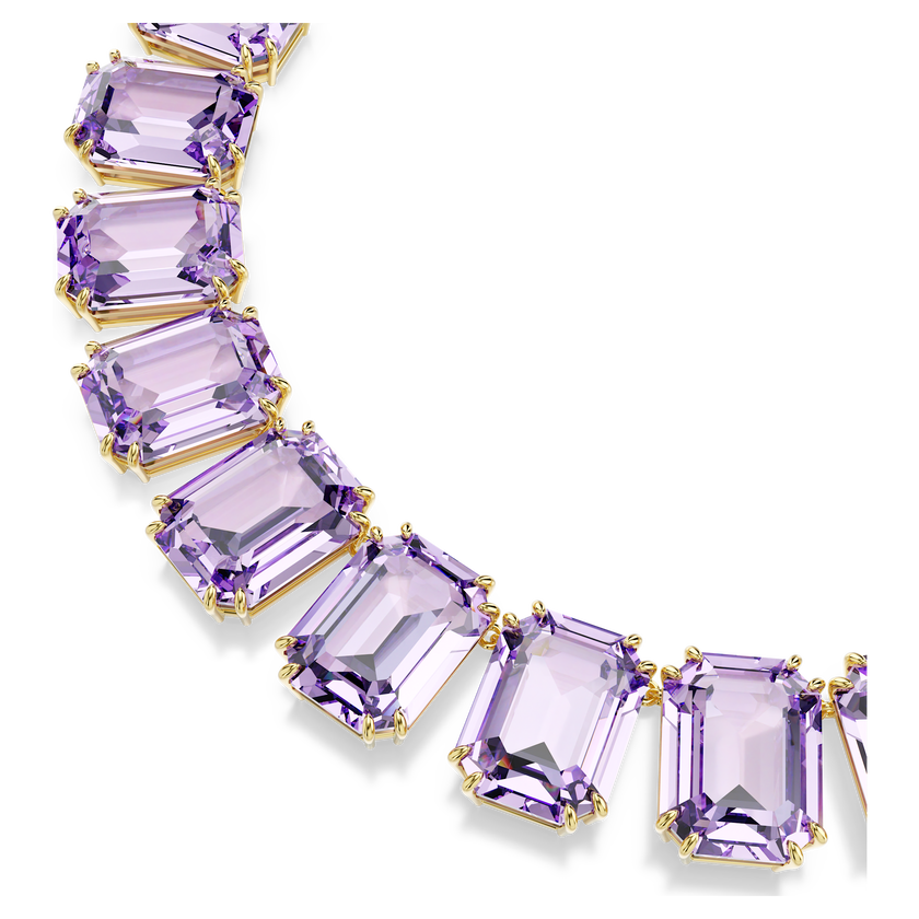 swarovski millenia tennis necklace  oversized crystals  octagon cut  purple  gold tone plated
