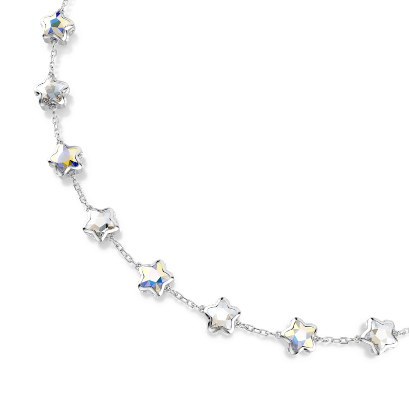 swarovski chroma necklace  mixed cuts  star  white  rhodium plated