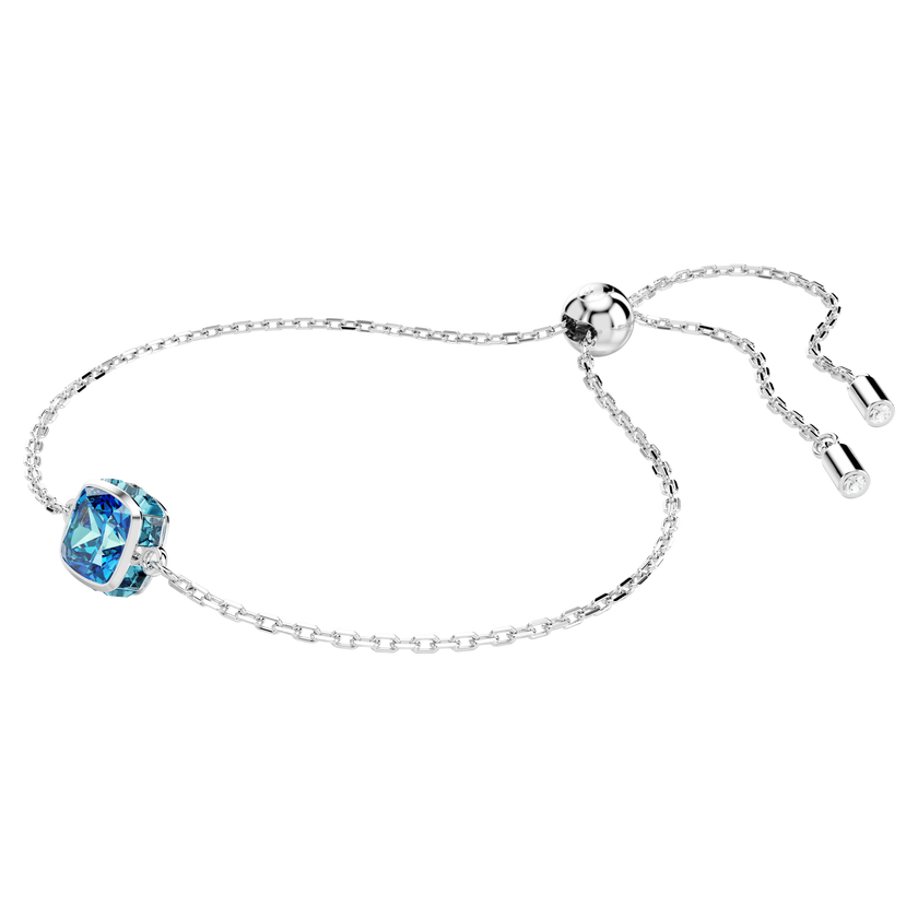 swarovski birthstone bracelet  square cut  december  blue  rhodium plated