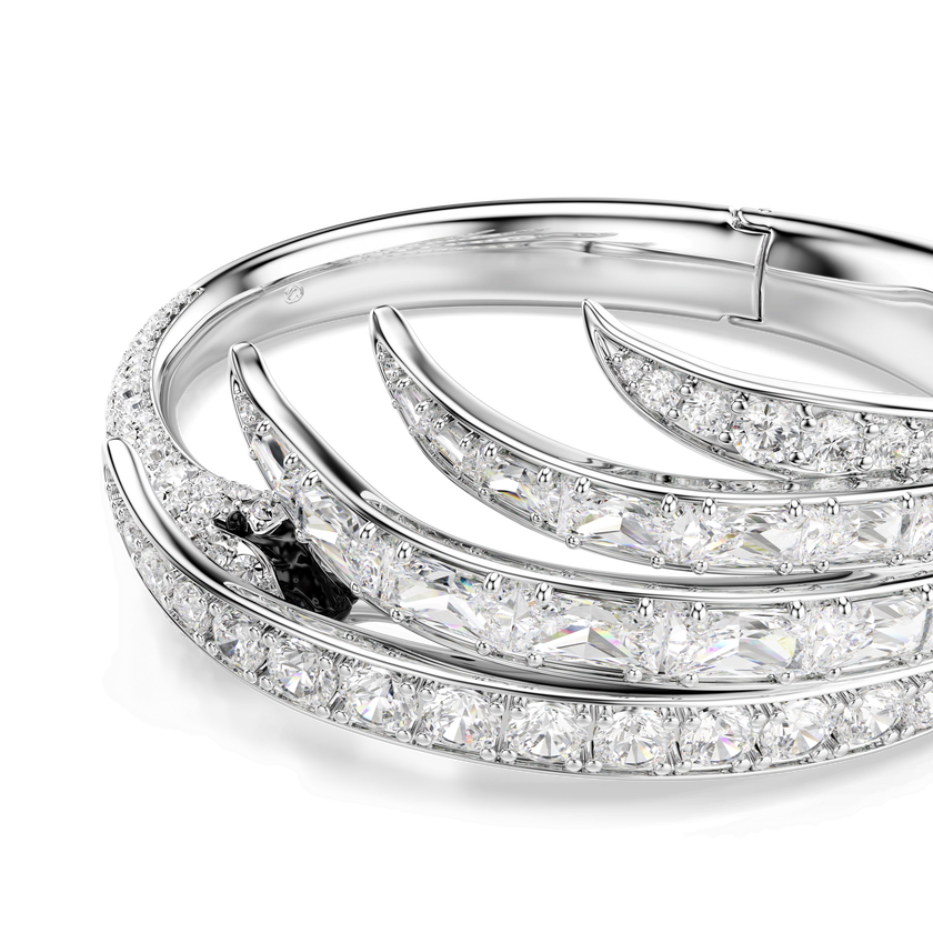 swarovski vienna bangle  mixed cuts  swan  white  rhodium plated