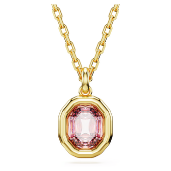 swarovski imber pendant  octagon cut  pink  gold tone plated