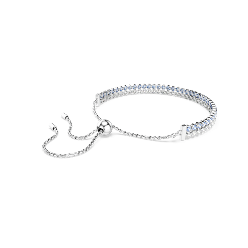 swarovski matrix bracelet  round cut  blue  rhodium plated
