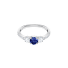 Attract Trilogy Round Ring, Blue, Rhodium Plating