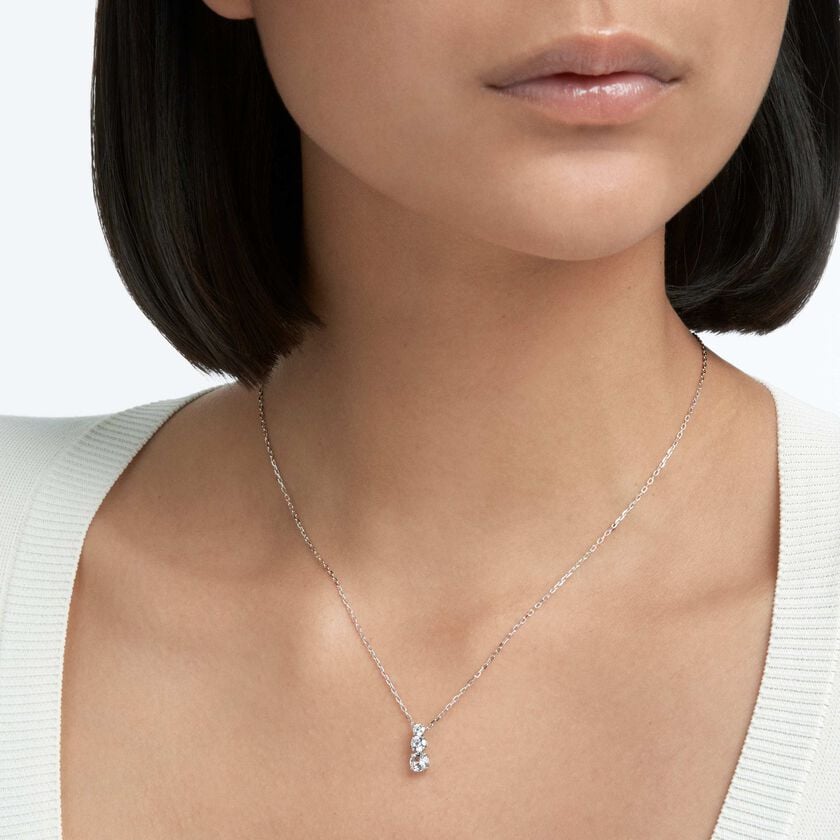 swarovski stilla attract pendant  round cut  white  rhodium plated