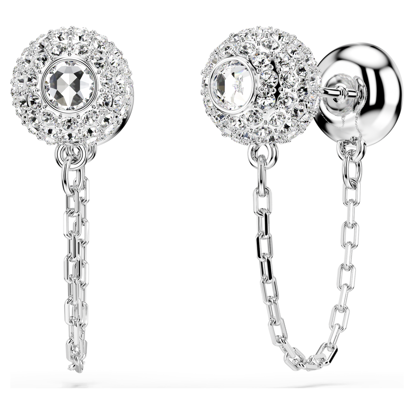 swarovski una angelic drop earrings  round cut  white  rhodium plated