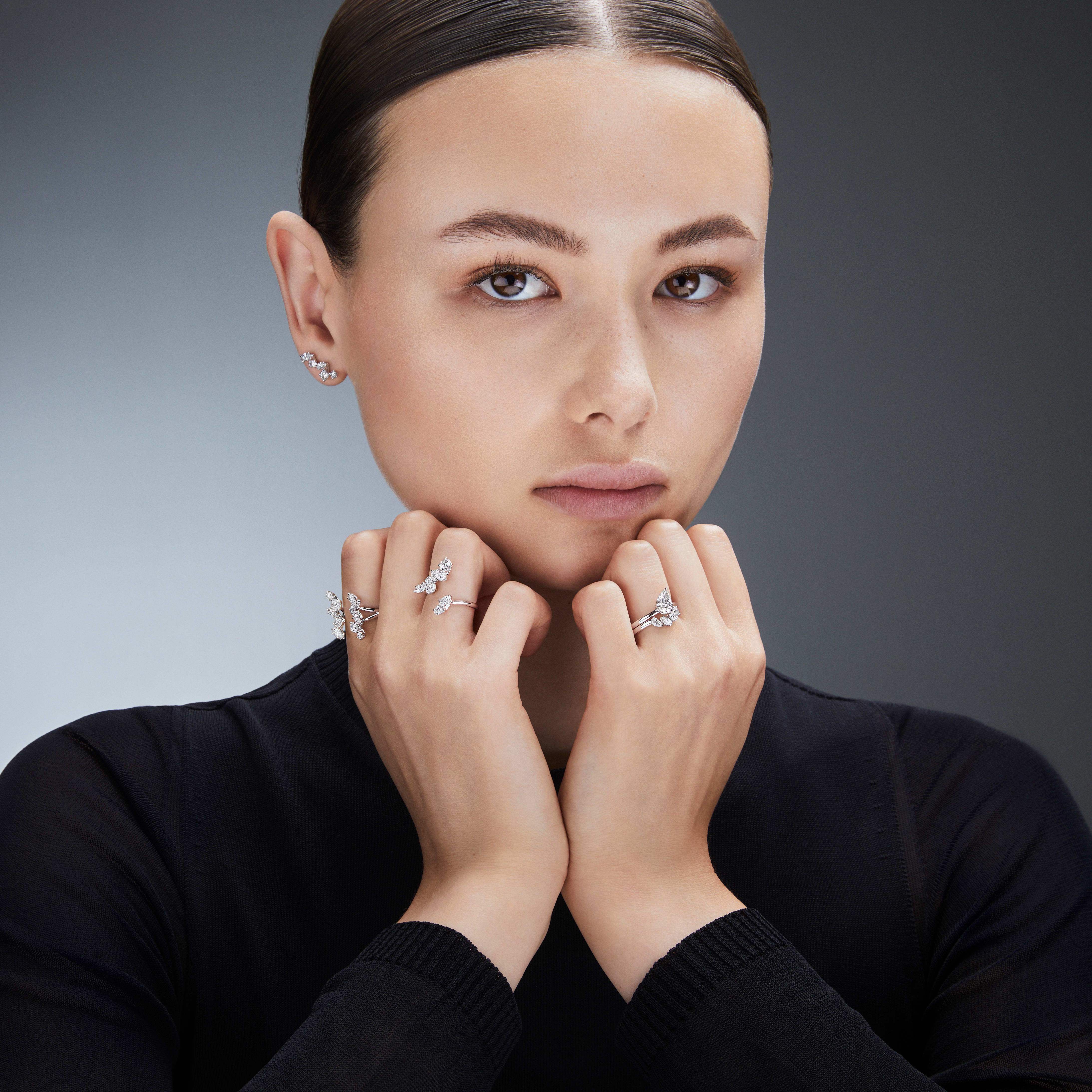 swarovski galaxy bypass ring  laboratory grown diamonds 1 25 ct tw  18k white gold