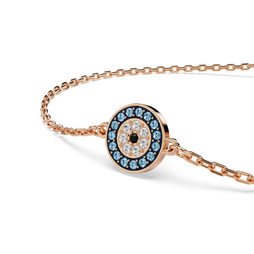 swarovski luckily bracelet  pav   eye  blue  rose gold tone plated