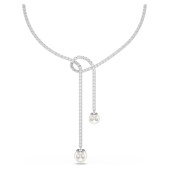 swarovski matrix y necklace crystal pearl round cut white rhodium plated