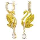 swarovski iconic swan drop earrings swan yellow gold tone plated
