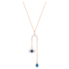 swarovski duo evil eye y necklace multi colored rose gold plating