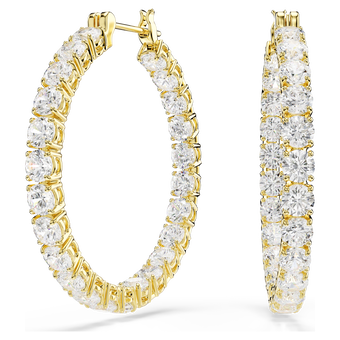 swarovski matrix hoop earrings  round cut  white  gold tone plated