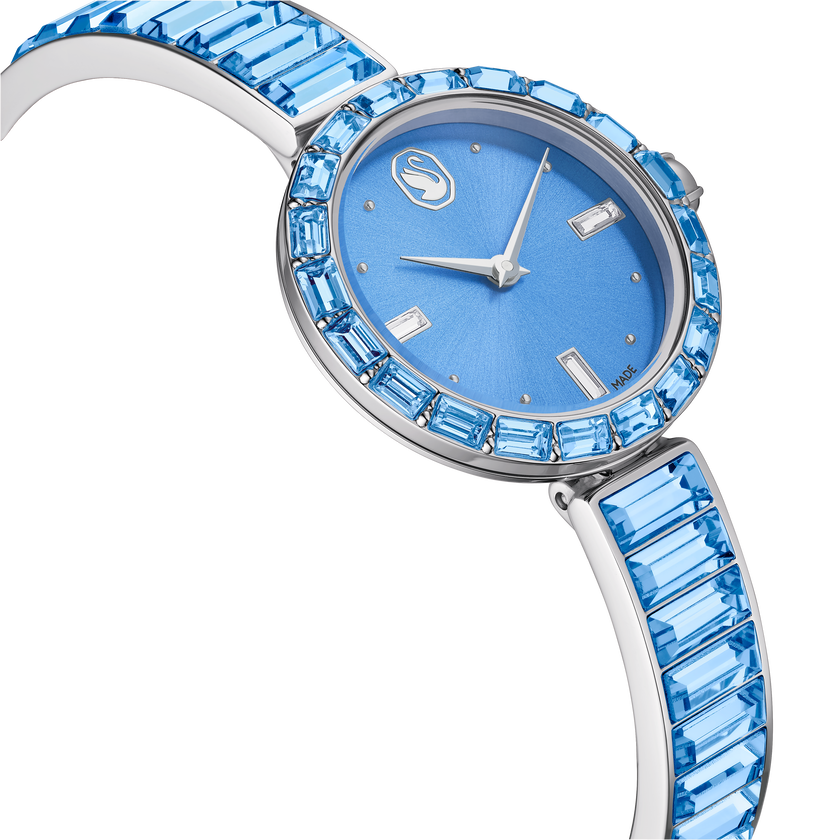 swarovski matrix bangle watch  swiss made  crystal bracelet  blue  stainless steel