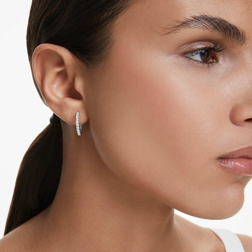 swarovski eternity hoop earrings  lab grown diamonds 0 56 ct tw  round shape  sterling silver
