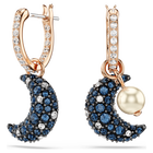 swarovski sublima drop earrings crystal pearl asymmetrical design moon multicolored rose gold tone plated