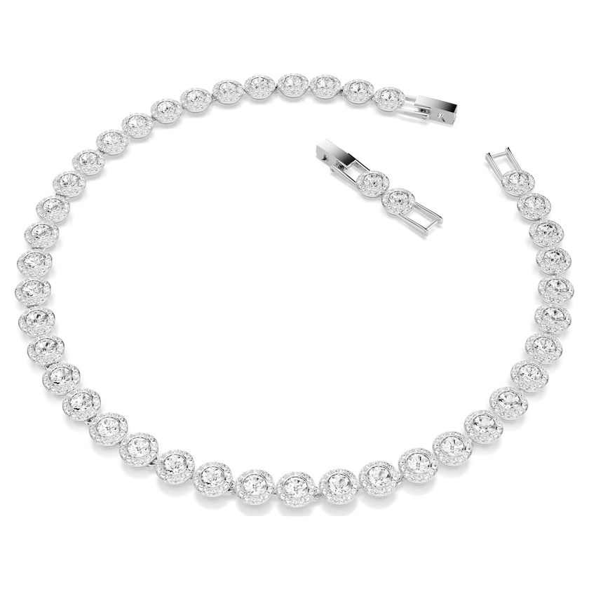 swarovski una angelic tennis necklace  round cut  white  rhodium plated