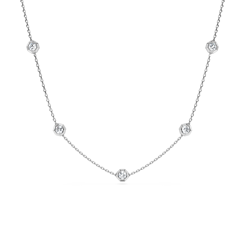 swarovski octagon necklace  lab grown diamonds 0 7 ct tw  round shape  sterling silver