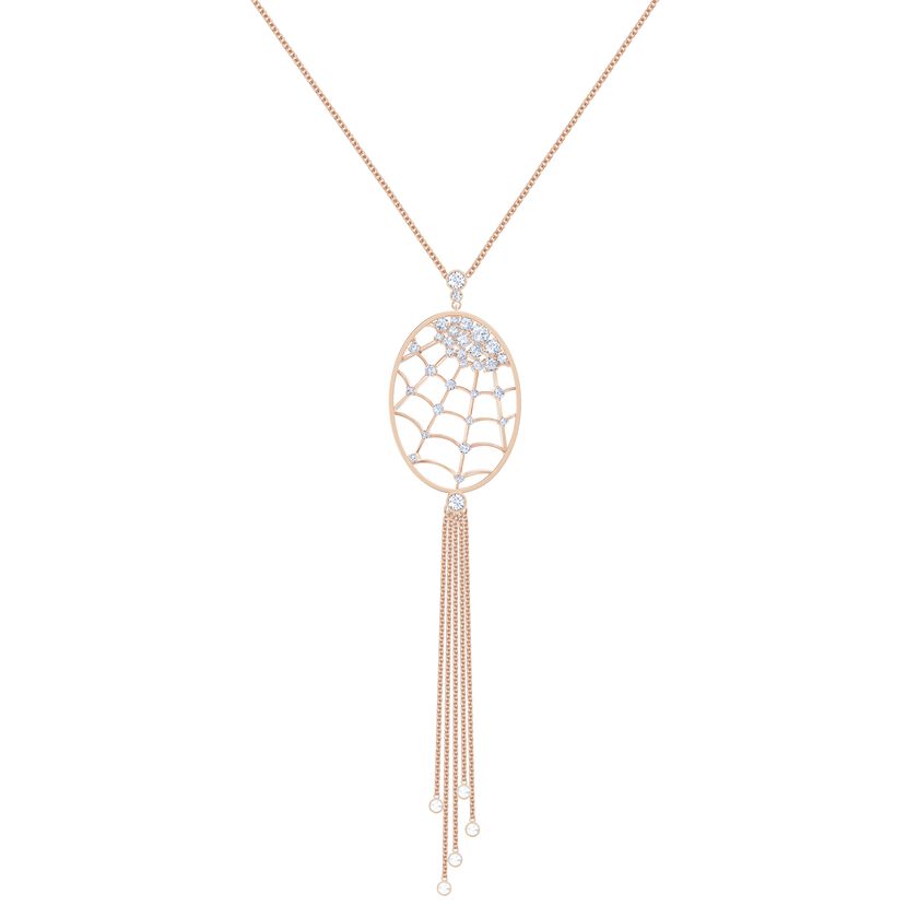 Precisely Necklace, White, Rose-gold tone plated
