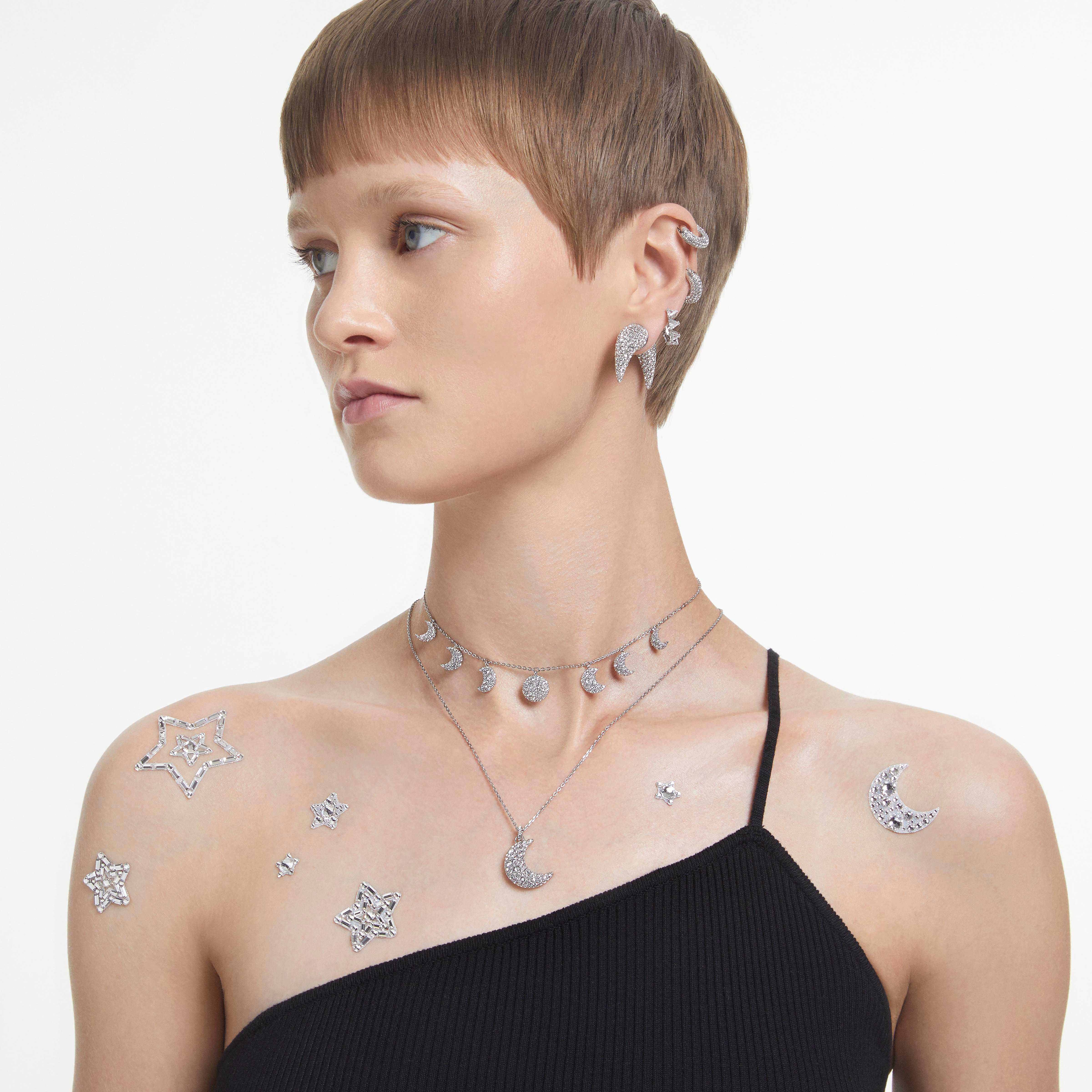swarovski body jewel  set  4   moon and star  white