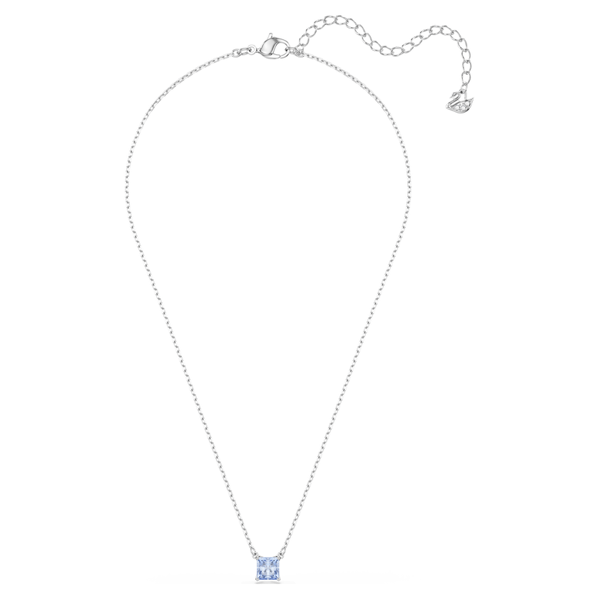 swarovski matrix pendant  square cut  blue  rhodium plated