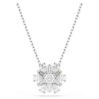 swarovski idyllia pendant  mixed cuts  snowflake  white  rhodium plated